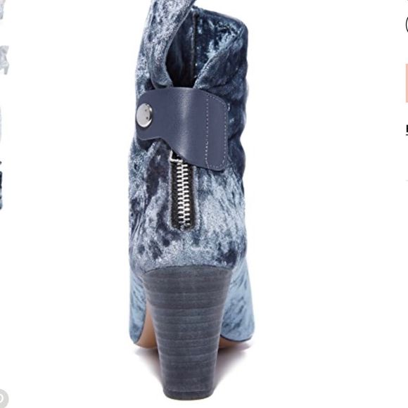 NWT $198 Free People  | Moonlit | Crushed Velvet Boots in Blue - Picture 11 of 12